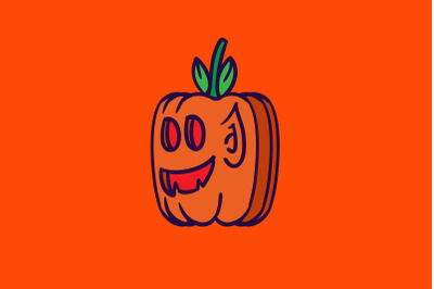 Halloween Icon with Smile Pumpkin