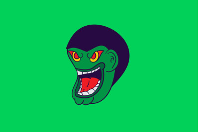 Halloween Icon with Green Monster character