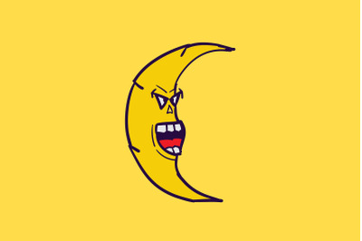 Halloween Icon with Yellow Monster Moon