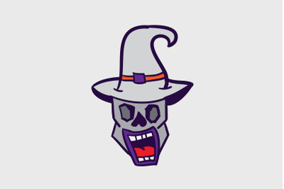 Halloween Icon with Zombie Skull