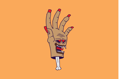 Halloween Icon with Red Monster Hand