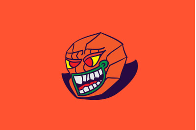 Halloween Icon with Monster Head