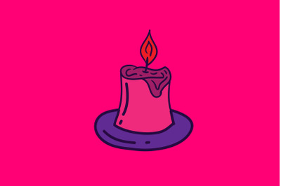 Halloween Icon with Half of Candle