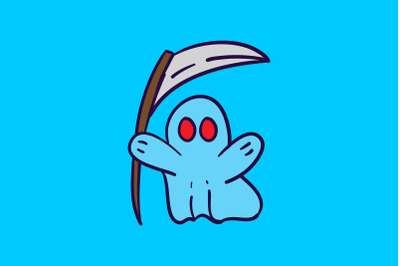 Halloween Icon with Blue Grim Reaper