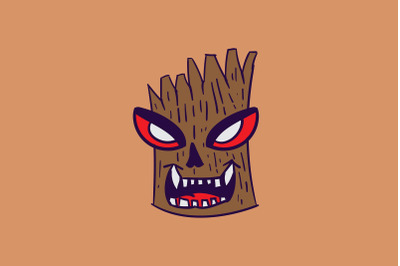 Halloween Icon with Monster Tree Character