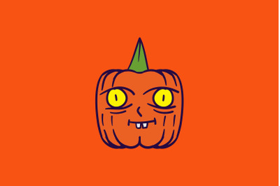 Halloween Icon with Cute Pumpkin