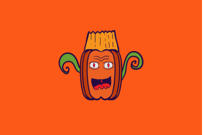 Halloween Icon with Wrinkled Pumpkin