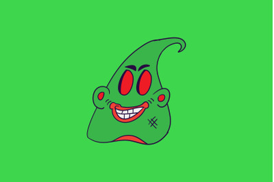 Halloween Icon with Green Ghost Character