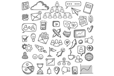 Doodle social media. Sketch social networks, communication friendly li