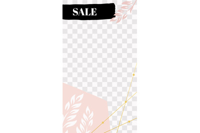 Fashion floral story. Cute pink sale social media story template