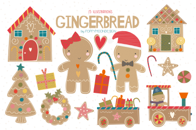 Gingerbread clipart set
