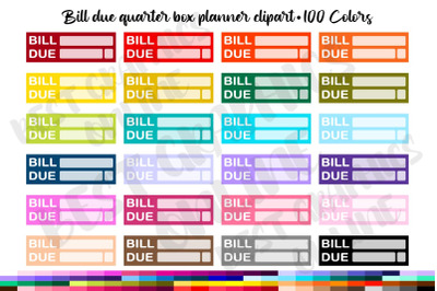 100 Bill Due Quarter Box Planner Clipart