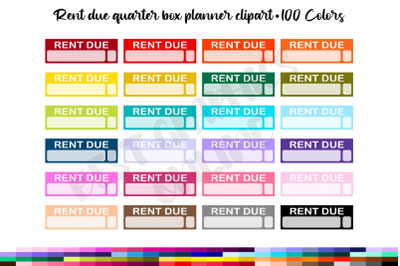Rent Due Quarter Box Planner Clipart Set