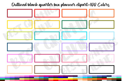 Outlined Quarter Box Planner Stickers Clip Art