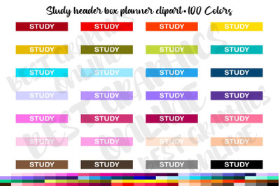 100 Study Planner Header Box Clipart