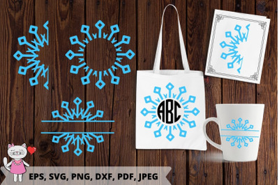 Snowflake monogram frames, Christmas SVG