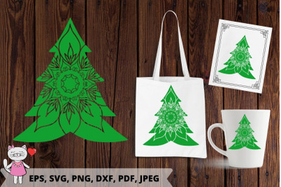 Christmas tree SVG, Christmas Mandala monogram Svg, PNG, PDF