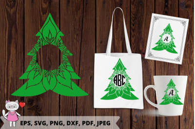 Christmas tree SVG, Christmas Mandala monogram Svg, PNG, PDF