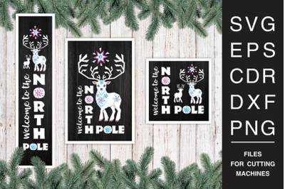 Christmas Porch Signs set with reindeer SVG