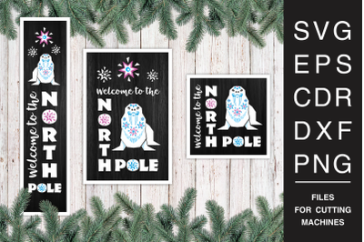 North Pole sign with walrus SVG