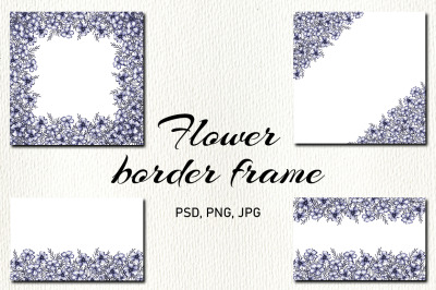 5 Flower border frame Floral border frame PNG