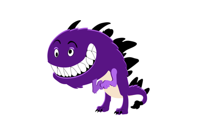 Purple cute monster smiling isolated on white background