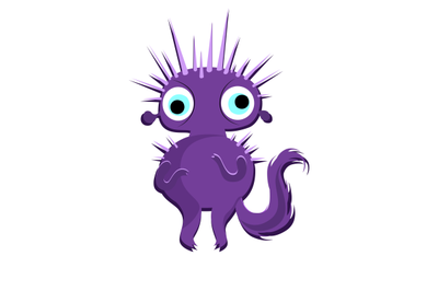 Purple halloween monster with sharp thorns and long tail