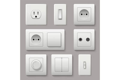 Wall switch. Power electrical socket electricity turn of and on plug v