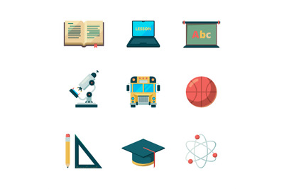 Back to school flat icon. Education learning graduation vector symbols