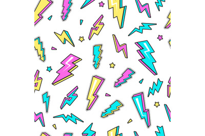Thunderbolt pattern. Sky lightning warning voltage symbols electricity