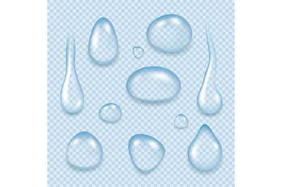 Water drops. Aqua fresh liquid transparent splashes clean realistic dr