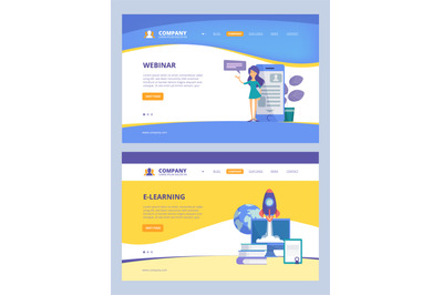 Online education. Landing Trainings webinars e-learning distance cours