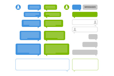 App bubbles. Chat client speech bubbles frames for mobile messenger so