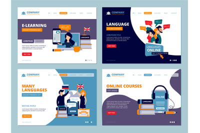 Education landing. Web trainings language courses tutorials wireframe