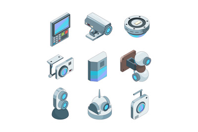 Secure cam isometric. Cctv home security cameras electronic systems ve
