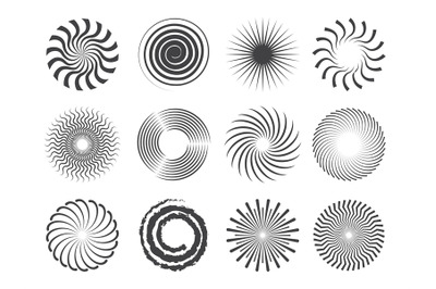 Spiral design. Circles swirls and stylized whirlpool abstract vector s