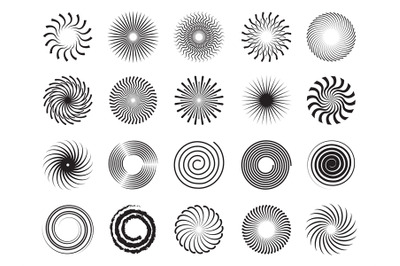 Swirls shapes. Scrolls circle forms spirals and whirlpool symbols abst