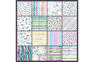 Simple line pattern. Childish style colored shapes different forms dot