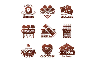 Chocolate logo. Sweets stylized badges chef and kitchen cooking desser