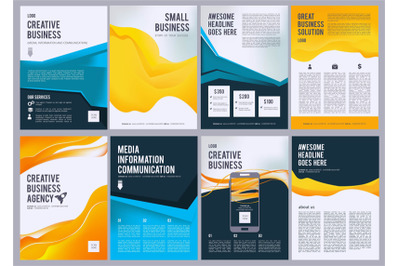 Business flyers. Vector creative brochure abstract geometric forms mag