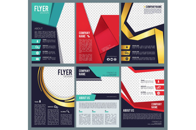 Editable flyers. Business brochure layout template with place for pers