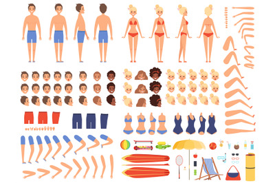 Summer people. Creation kit collection of body parts male and female s