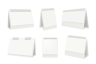 Blank table calendar. Desktop organizer with white paper pages vector