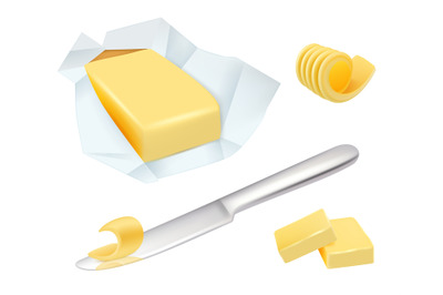 Butter. Margarine breakfast milk butter for cooking food vector realis