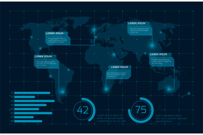 Abstract blue infographic world map vector illustration