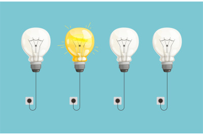 New idea vector background. Lamp bulbs light illustration