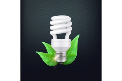 Realistic energy saving lamp vector concept isolated