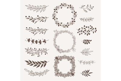 Floral dividers, borders and frames vector collection. Vintage ornate