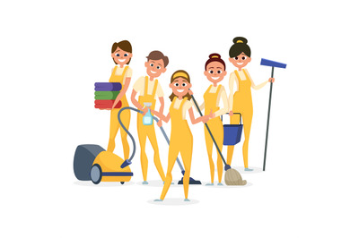 Best cleaning staff vector characters isolated on white background