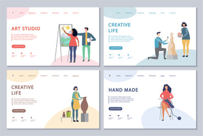 Creative life landing page set vector template